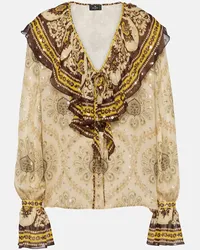 Etro Blusa in misto seta con stampa Oro