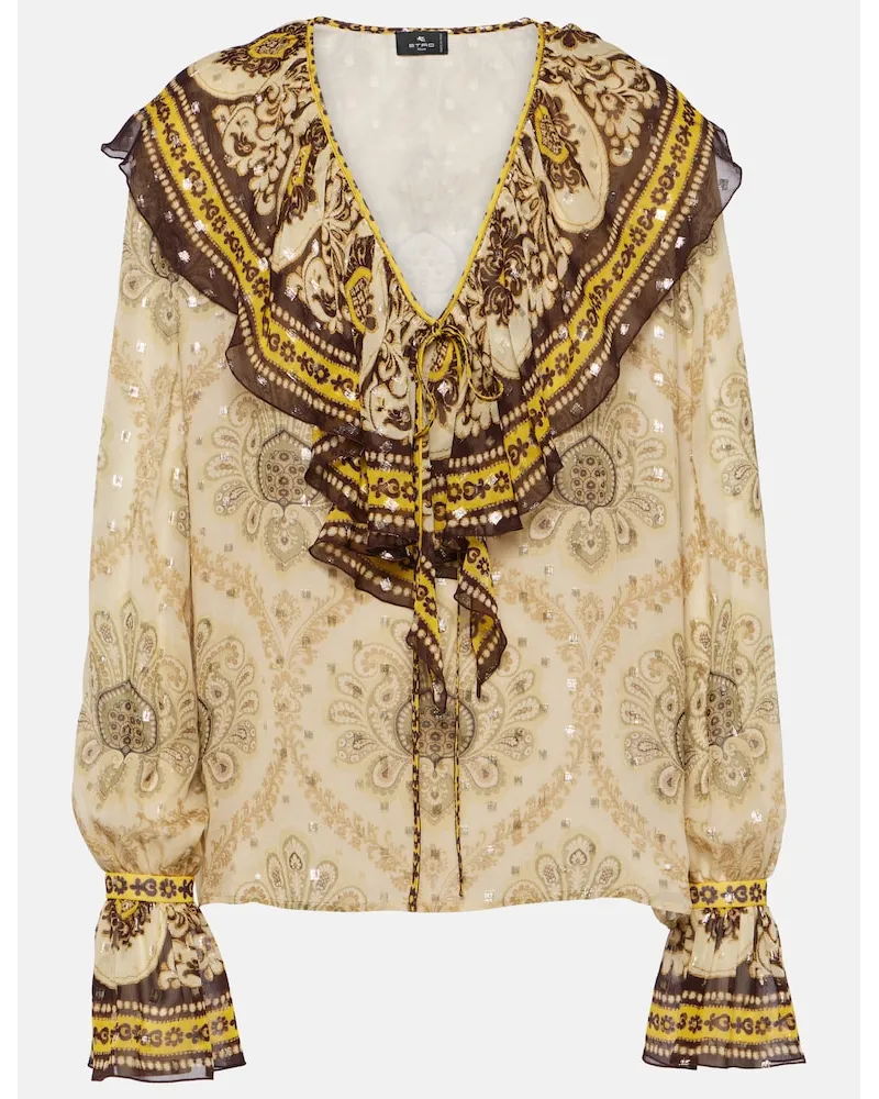 Etro Blusa in misto seta con stampa Oro