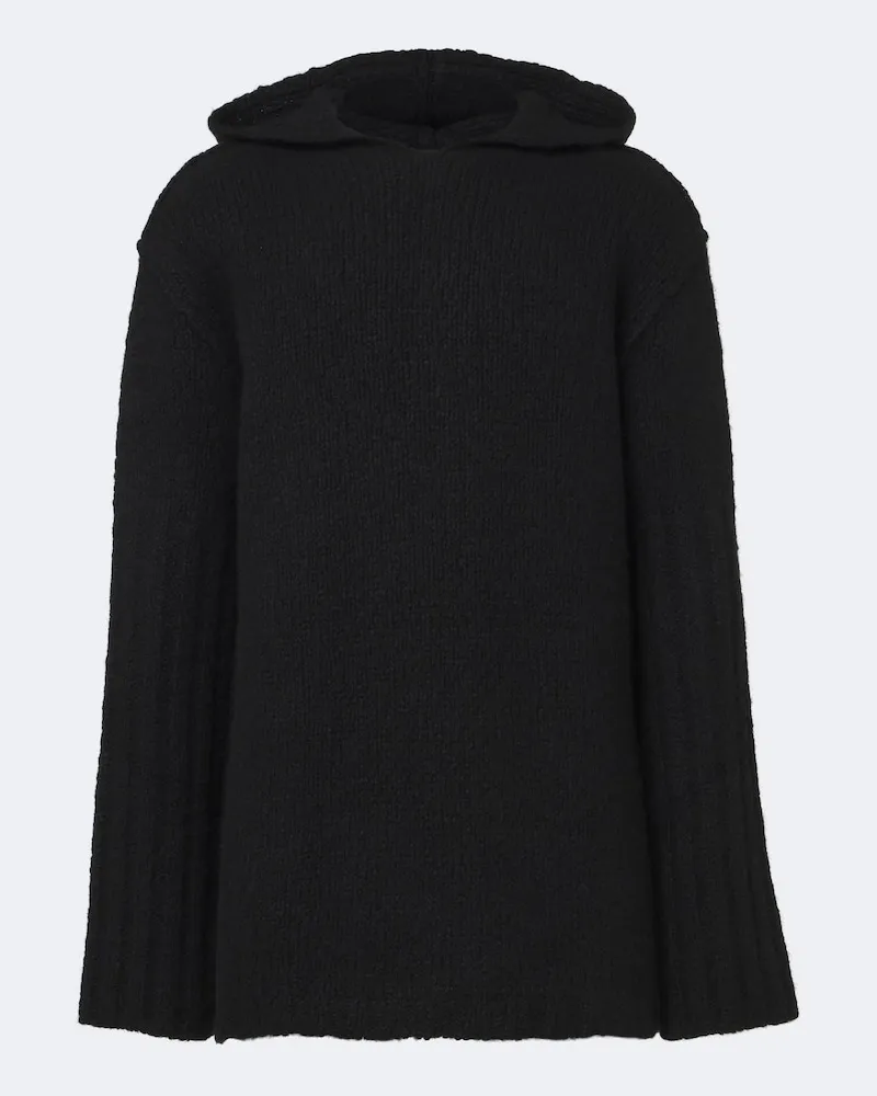 Rick Owens Maglia con cappuccio in cashmere e seta Nero
