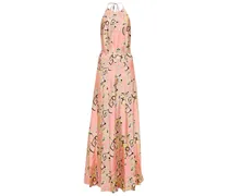 Jumpsuit a gamba larga in seta con stampa