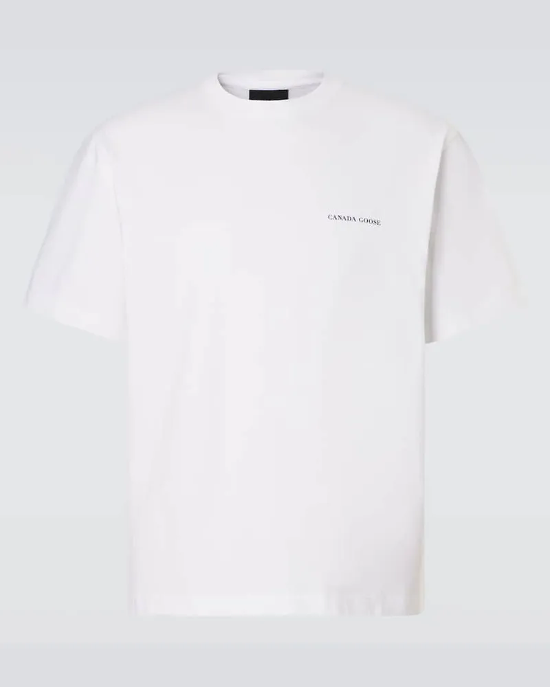 Canada Goose T-shirt Novo in jersey di cotone con logo Bianco