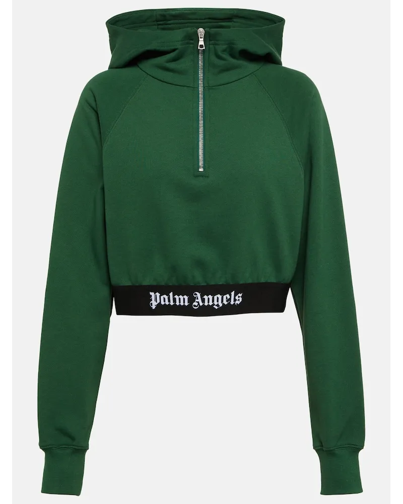 Palm Angels Felpa in jersey di cotone con cappuccio Verde