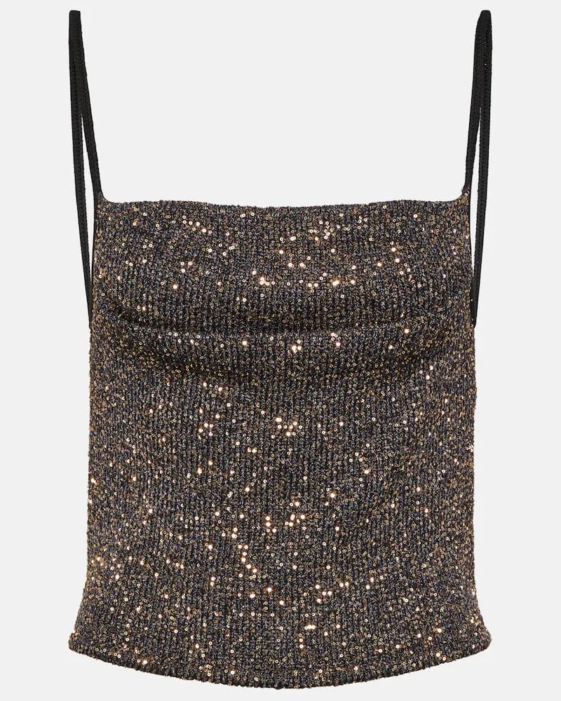 Altuzarra Top cropped Diaplo in maglia lamÃ Nero