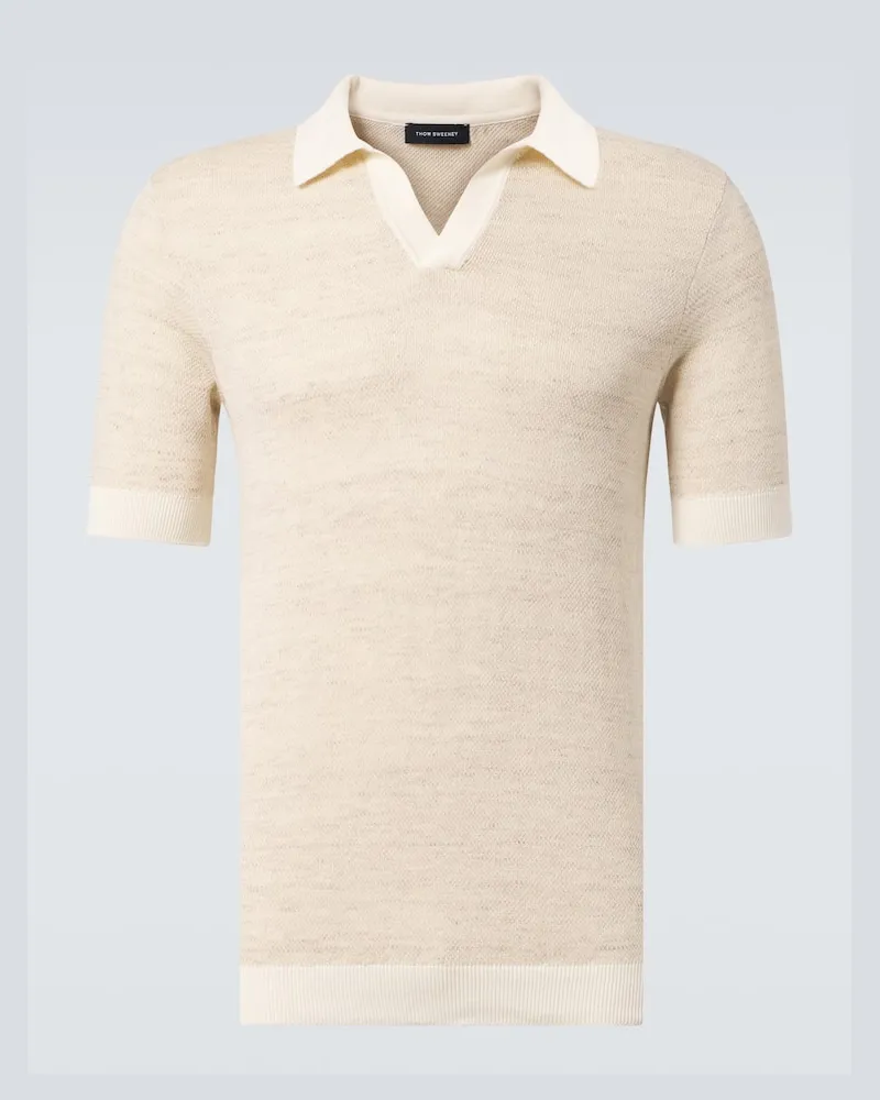 Thom Sweeney Polo in misto cotone Beige