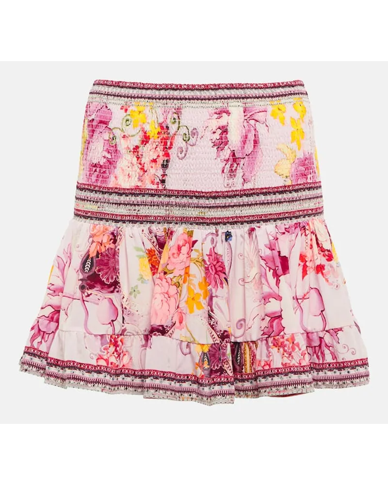 Camilla Minigonna in seta a punto smock Multicolore