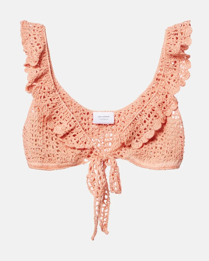Anna Kosturova Top cropped in crochet Rosa