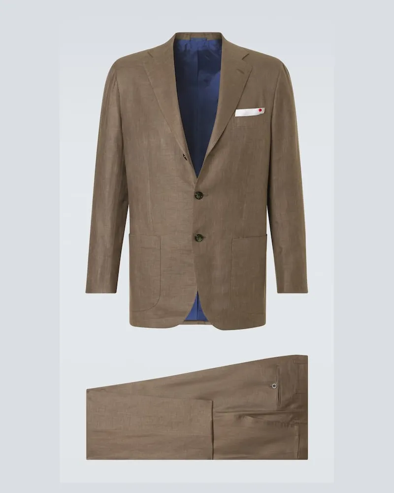 Kiton Abito in lino, lana e seta Marrone