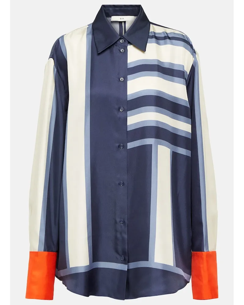 SIR Camicia Dazed in seta a righe Blu