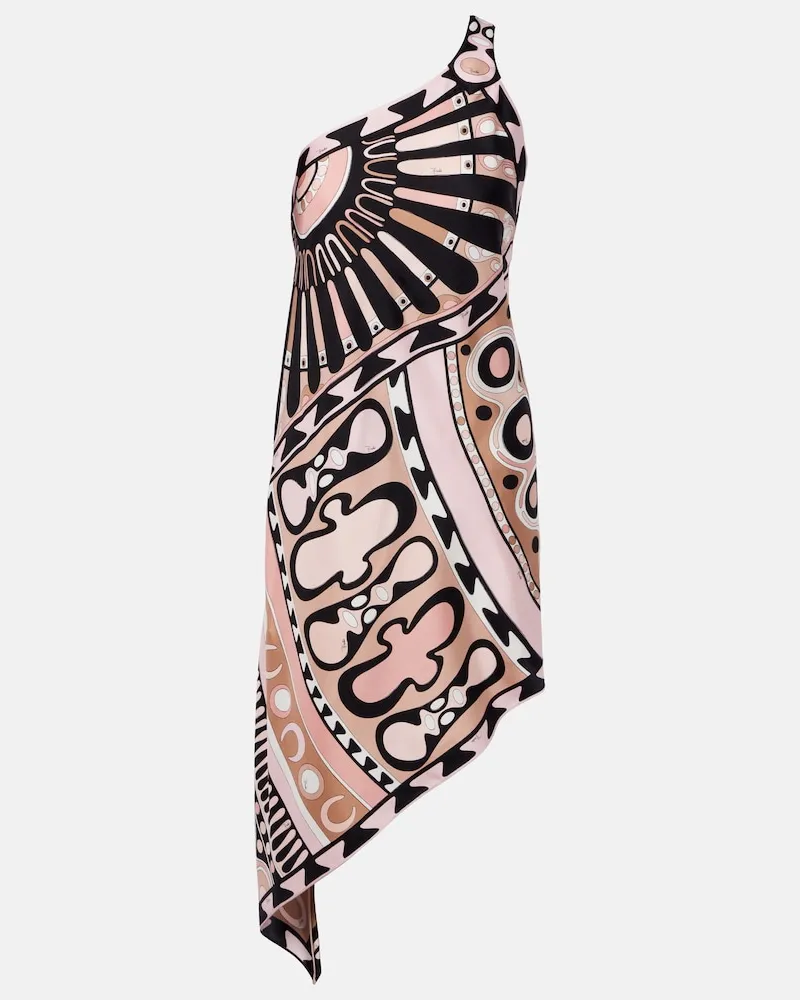 Emilio Pucci Abito asimmetrico in twill di seta Rosa