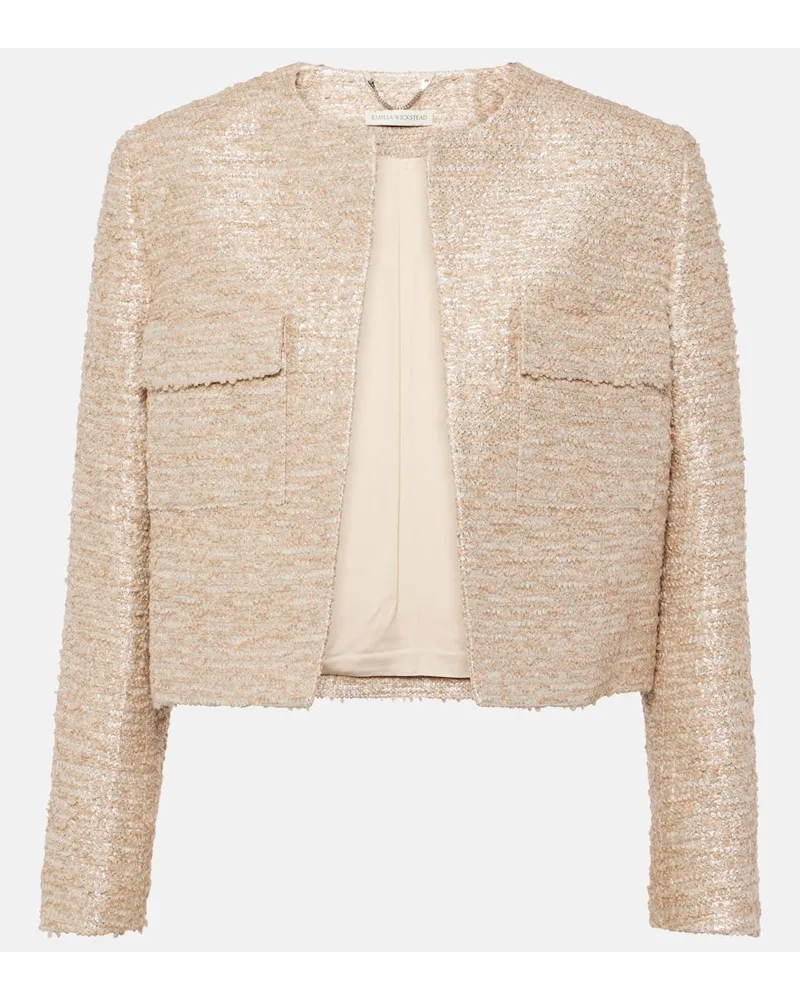 EMILIA WICKSTEAD Giacca cropped Pheblia in tweed Neutro