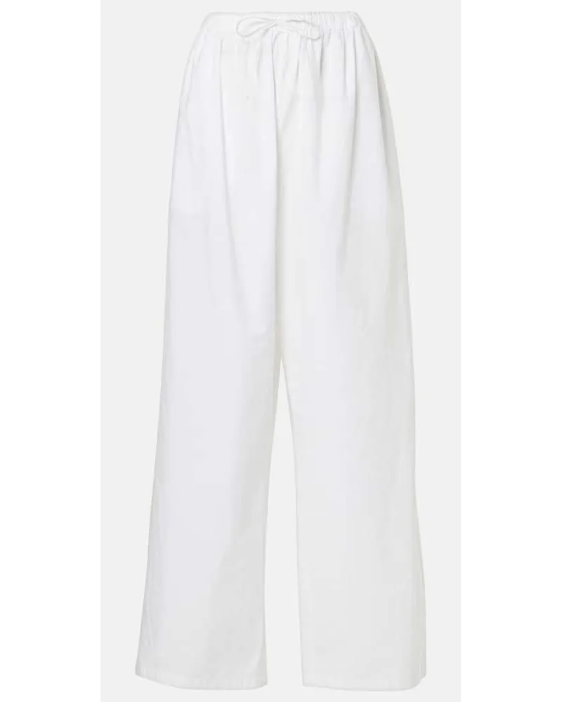 The Row Pantaloni Hubert in cotone a gamba larga Bianco