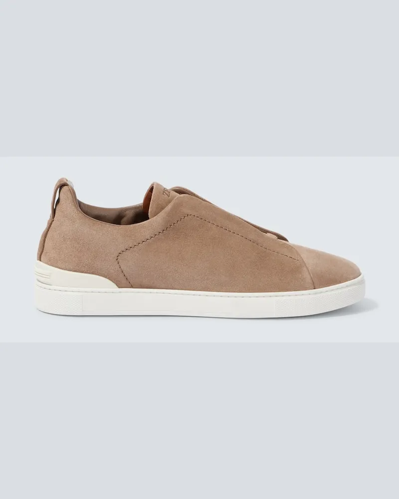 Ermenegildo Zegna Sneakers Triple Stitch in suede Marrone