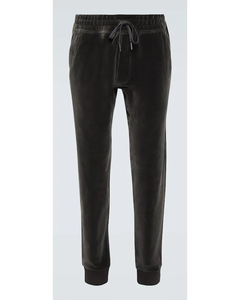 Tom Ford Pantaloni sportivi in spugna di cotone Grigio