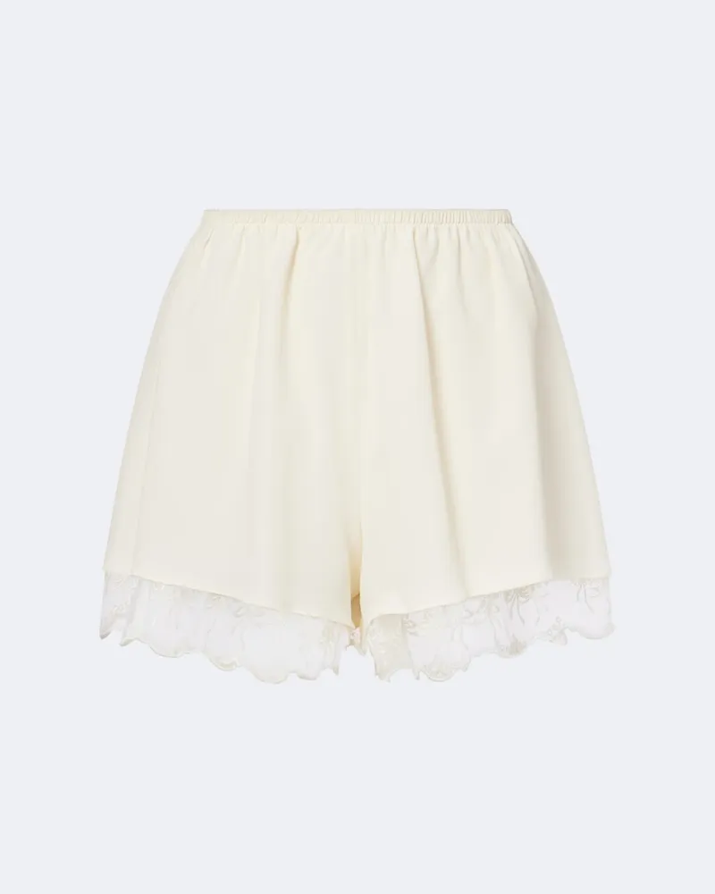 Simone Rocha Shorts in satin con pizzo Beige