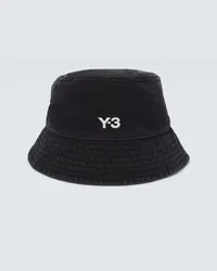 Y-3 Cappello da pescatore in cotone con ricamo Nero