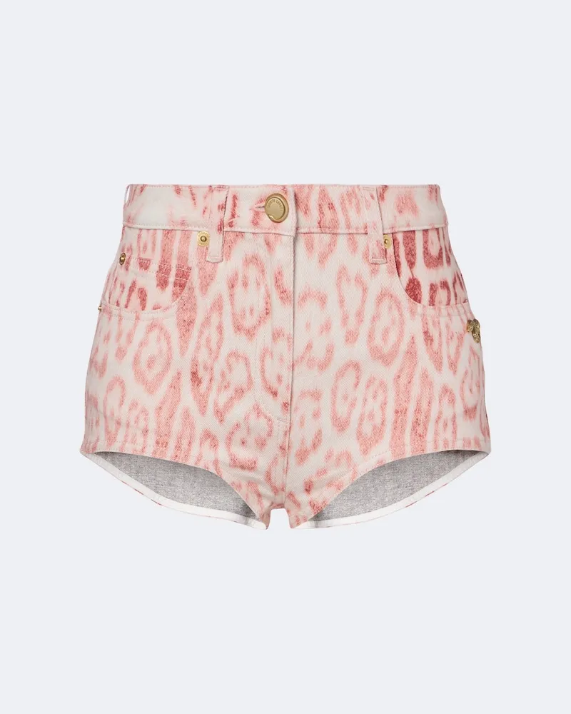 Roberto Cavalli Shorts di jeans con stampa leopardata Rosa