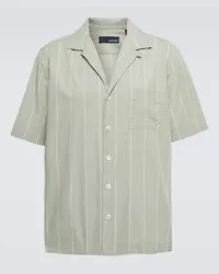 LARDINI Camicia in cotone a righe con colletto Verde