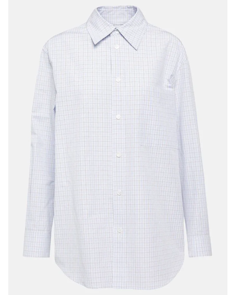 Bottega Veneta Camicia in cotone e lino a quadri Blu