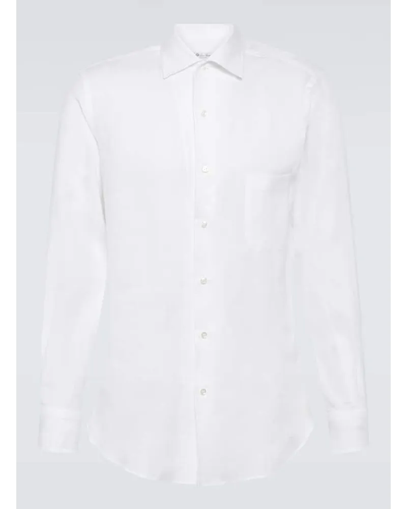 Loro Piana Camicia AndrÃ© in lino Bianco