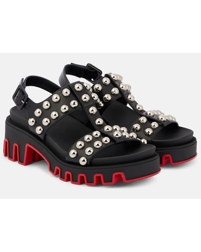 Christian Louboutin Sandali Duniclou in pelle con borchie Nero