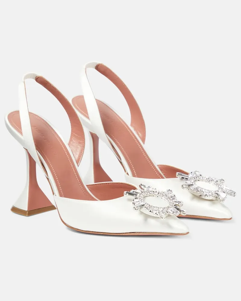 Amina Muaddi Pumps slingback Begum in raso Bianco