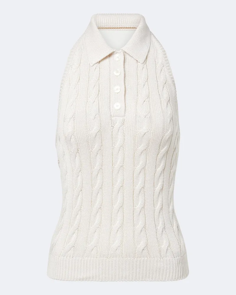 Ralph Lauren Top in seta a trecce Bianco