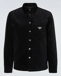 Prada Giacca camicia in velluto a coste Nero