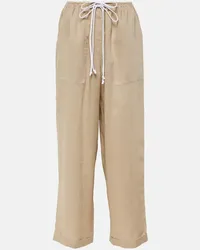 Tory Burch Pantaloni a gamba larga in lino Beige