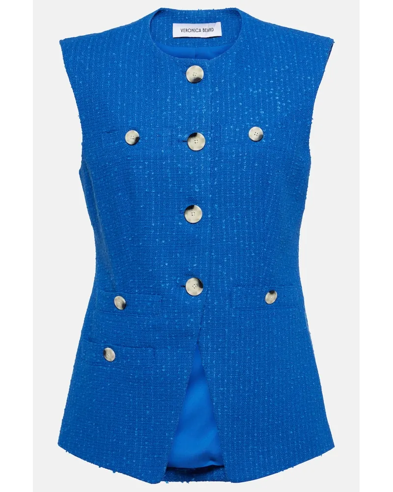 Veronica Beard Gilet Tamara in tweed di misto cotone Blu