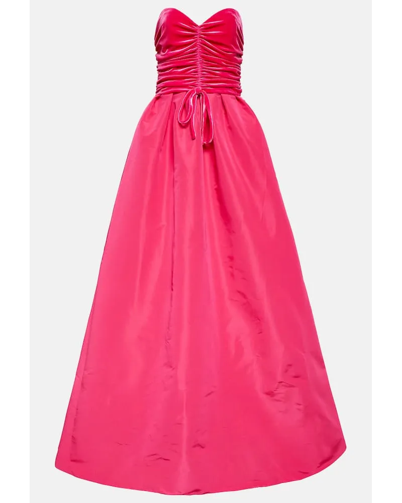 Monique Lhuillier Abito lungo in seta senza spalline Rosa