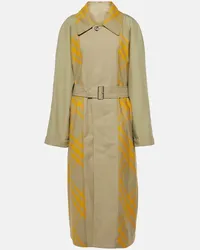 Burberry Trench in gabardine di cotone a quadri Giallo