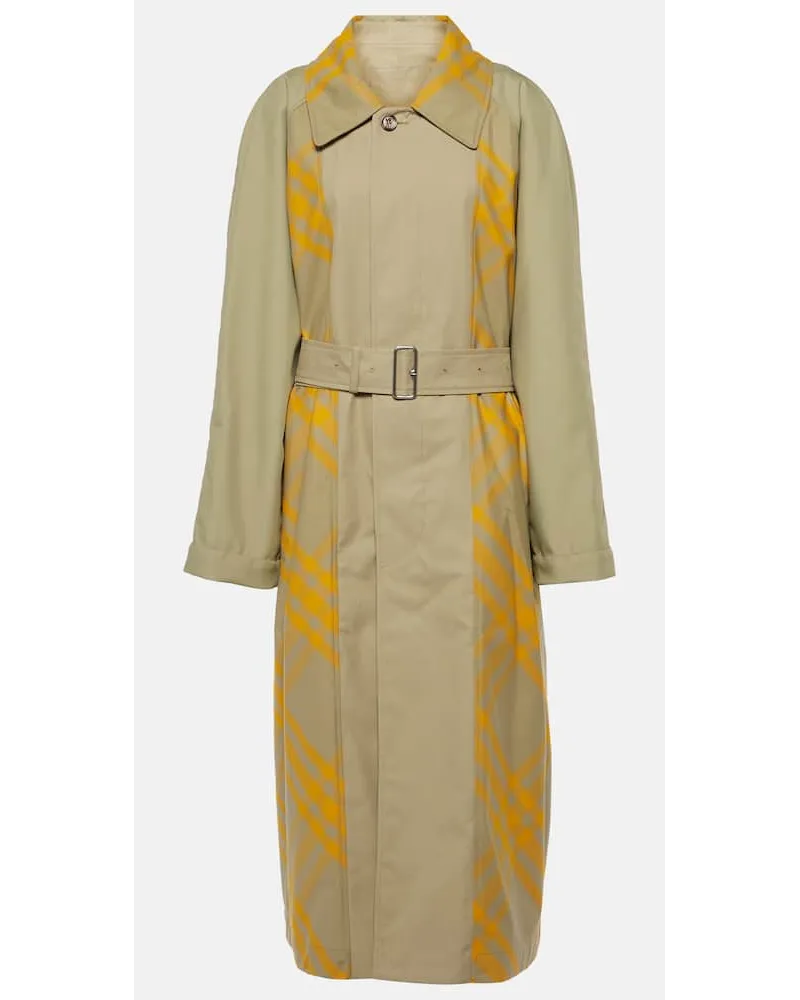 Burberry Trench in gabardine di cotone a quadri Giallo
