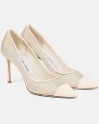 Jimmy Choo Pumps Romy 85 in mesh e pelle Bianco