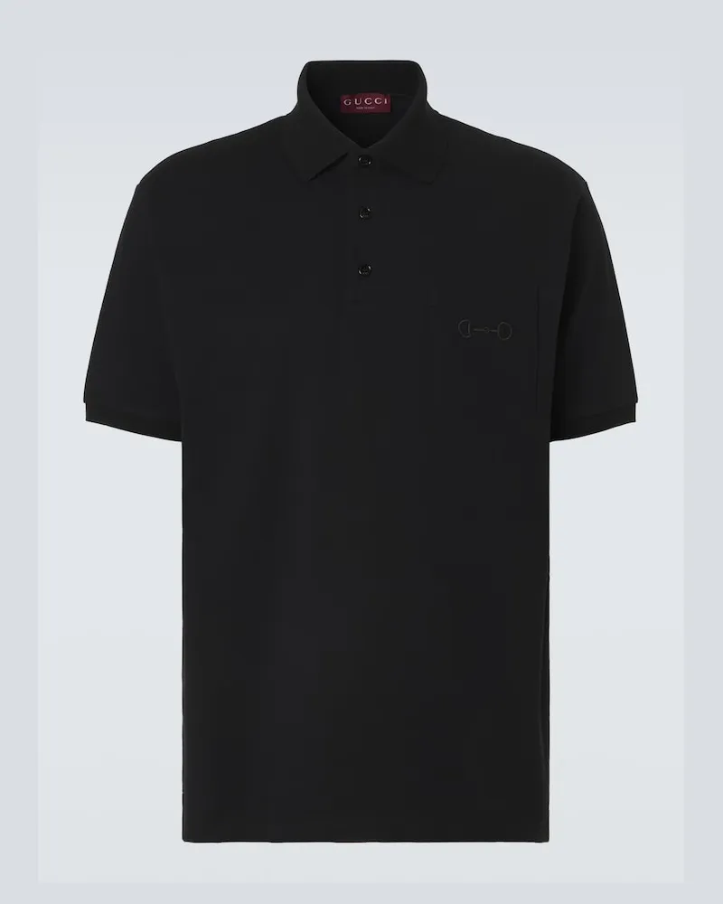 Gucci Polo Horsebit in piquÃ© di misto cotone Nero
