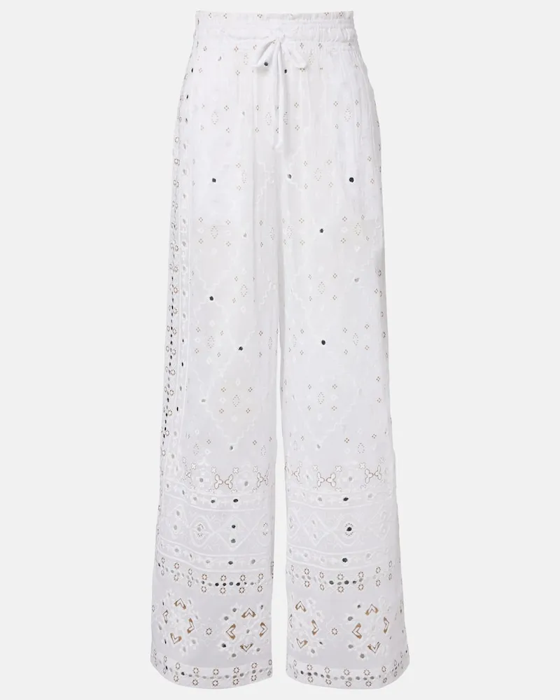 Juliet Dunn Pantaloni a gamba larga in cotone Bianco