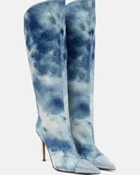 Alexandre Vauthier Stivali tie-dye in denim Blu