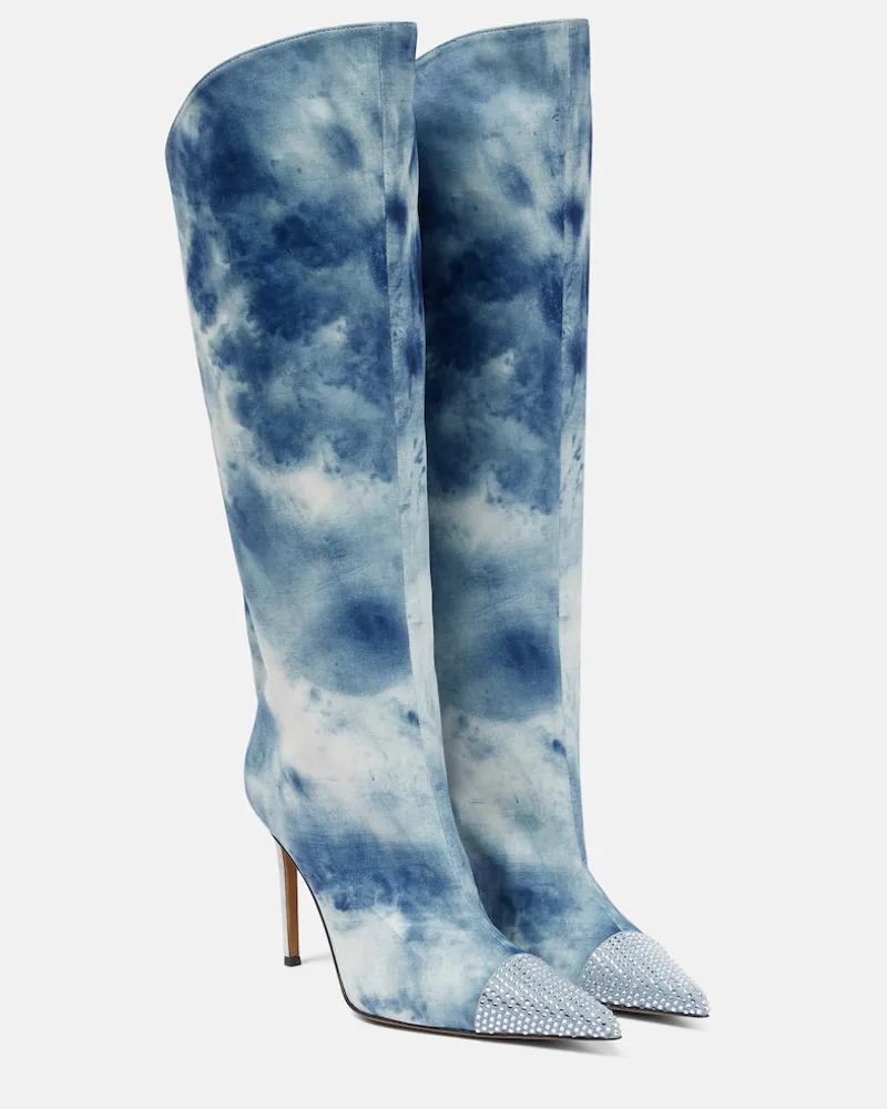 Alexandre Vauthier Stivali tie-dye in denim Blu