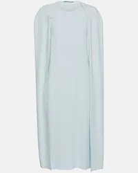 Stella McCartney Abito midi in cady con mantella Blu