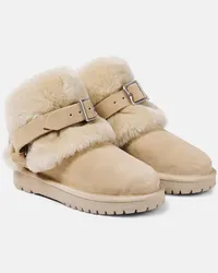 Burberry Stivaletti in suede con shearling Verde