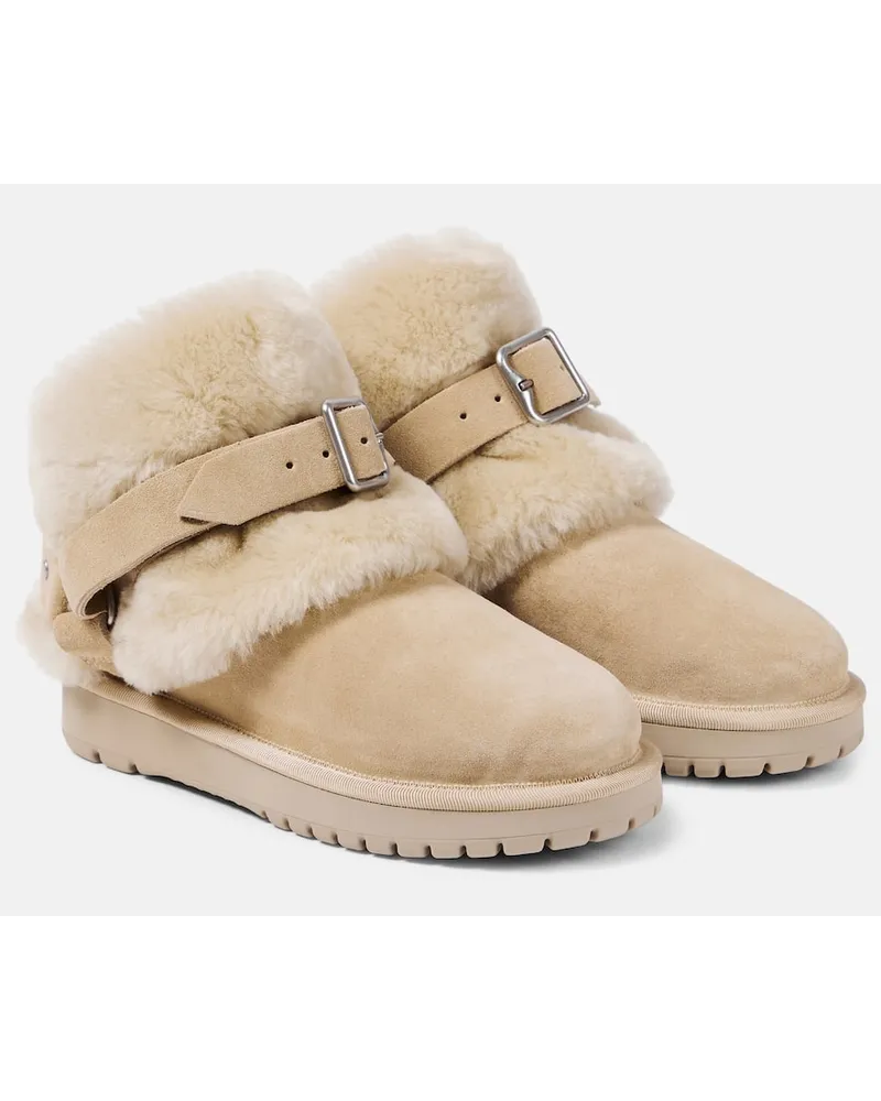 Burberry Stivaletti in suede con shearling Verde