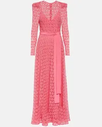 Elie Saab Maxi abito in misto cotone con ricami Rosa