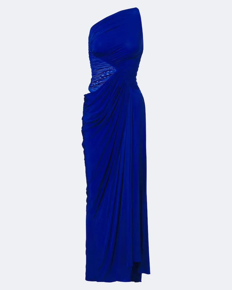 Alex Perry Abito lungo monospalla in jersey Blu