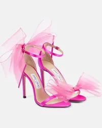 Jimmy Choo Sandali Aveline 100 in raso con fiocco Rosa