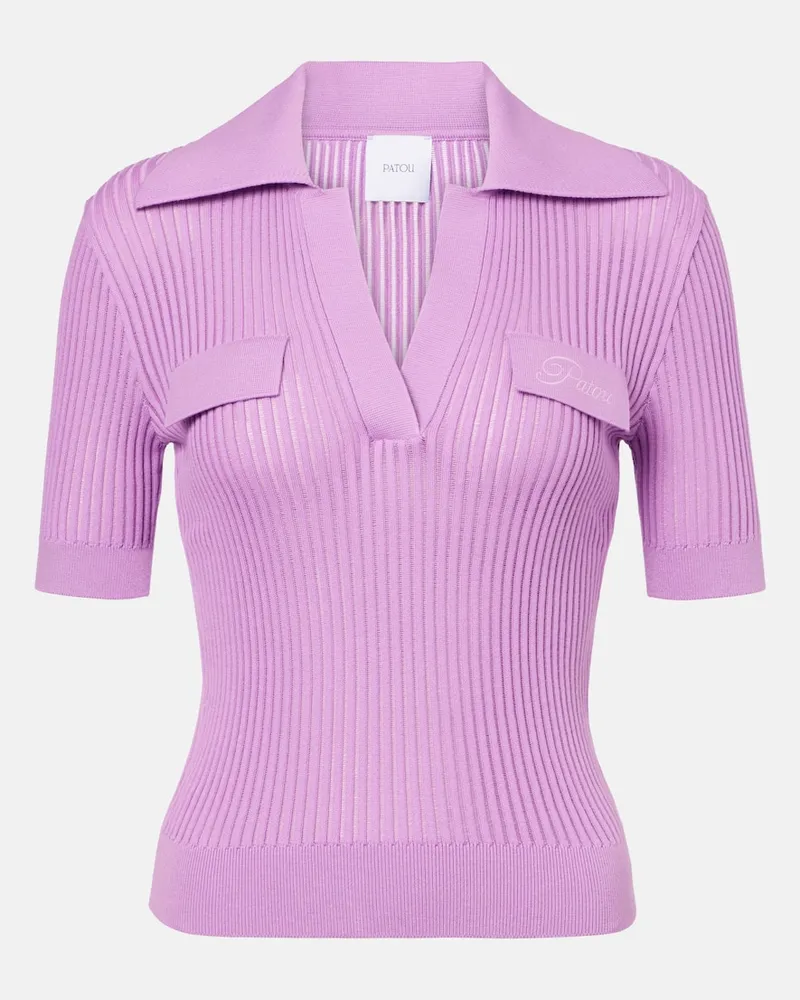 Patou Polo in cotone a coste Viola