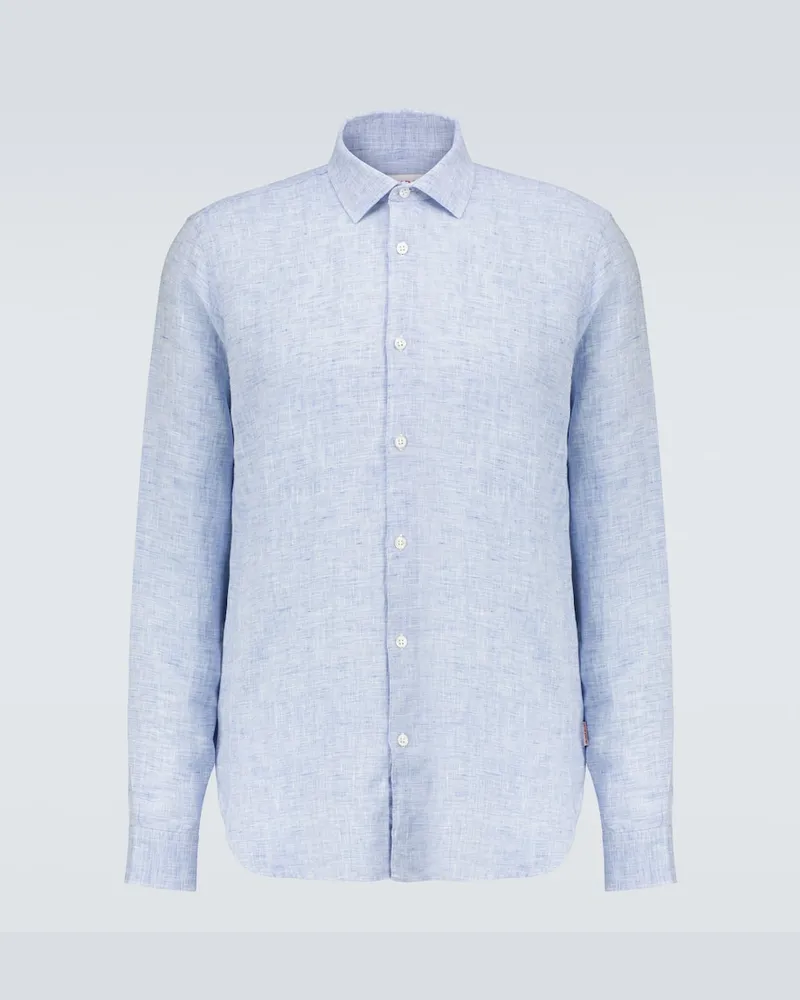 Orlebar Brown Camicia Giles in lino Blu