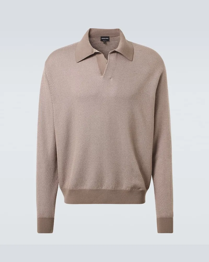 Giorgio Armani Polo in misto lana Marrone
