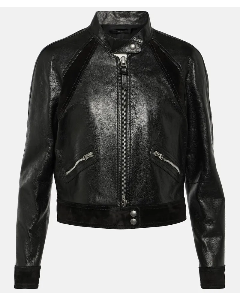 Tom Ford Giacca biker cropped in pelle Nero