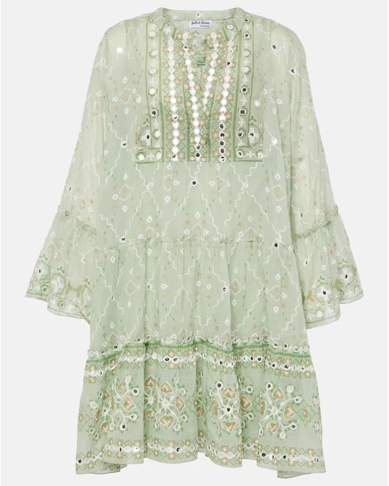 Juliet Dunn Miniabito in cotone con ricamo Verde