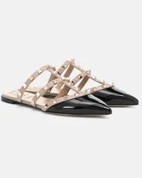 Valentino Garavani Slippers Rockstud in vernice Nero