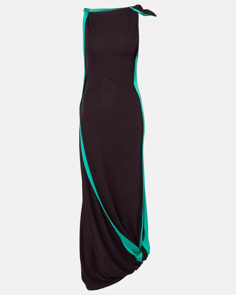 Victoria Beckham Abito midi in jersey Marrone